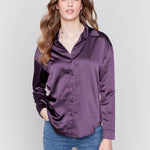 Solid Gutsy Satin Button-Down Shirt - Sugar River Shoppe