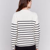 Striped Jacquard Crew Neck Sweater - Sugar River Shoppe