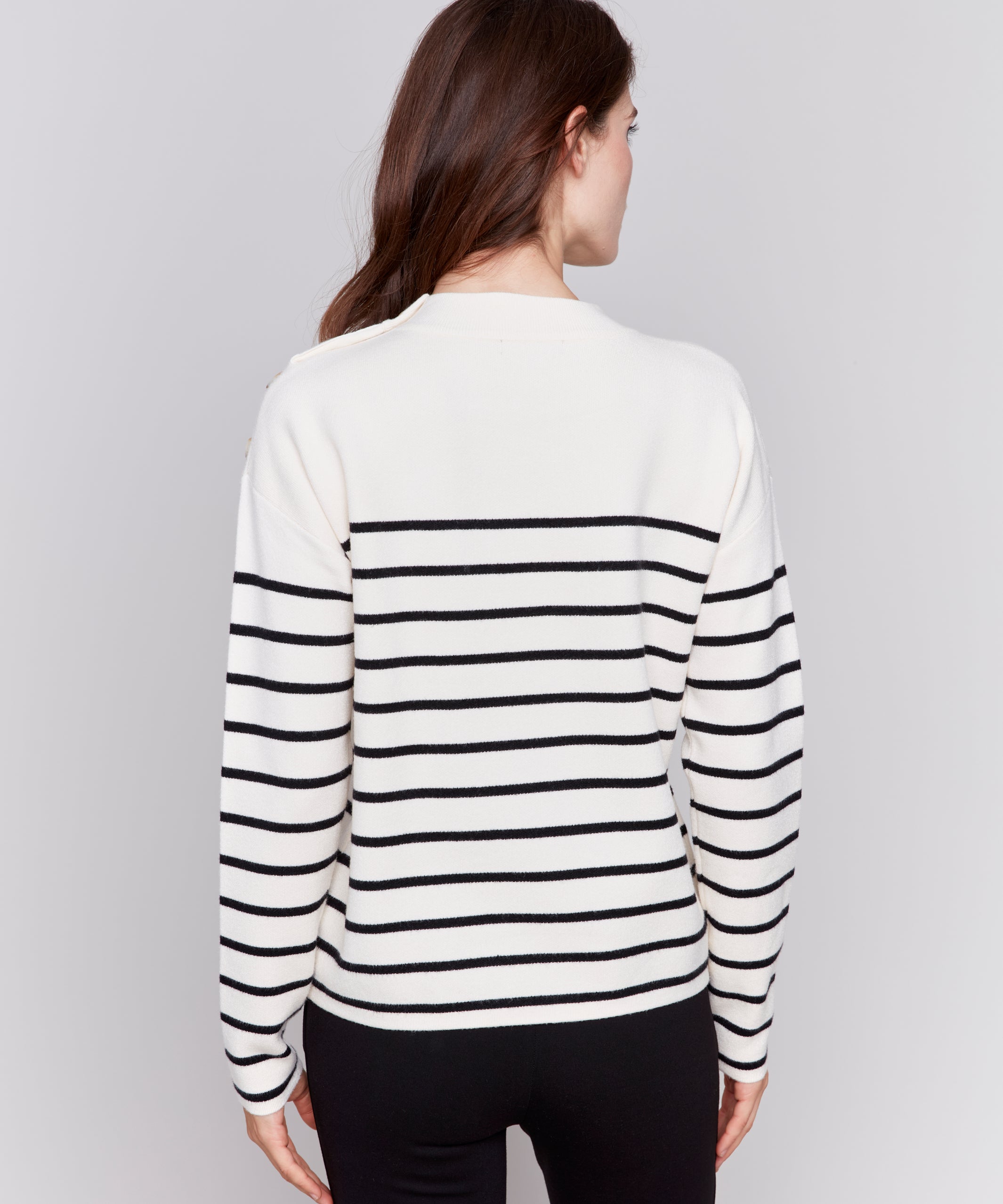 Striped Jacquard Crew Neck Sweater - Sugar River Shoppe