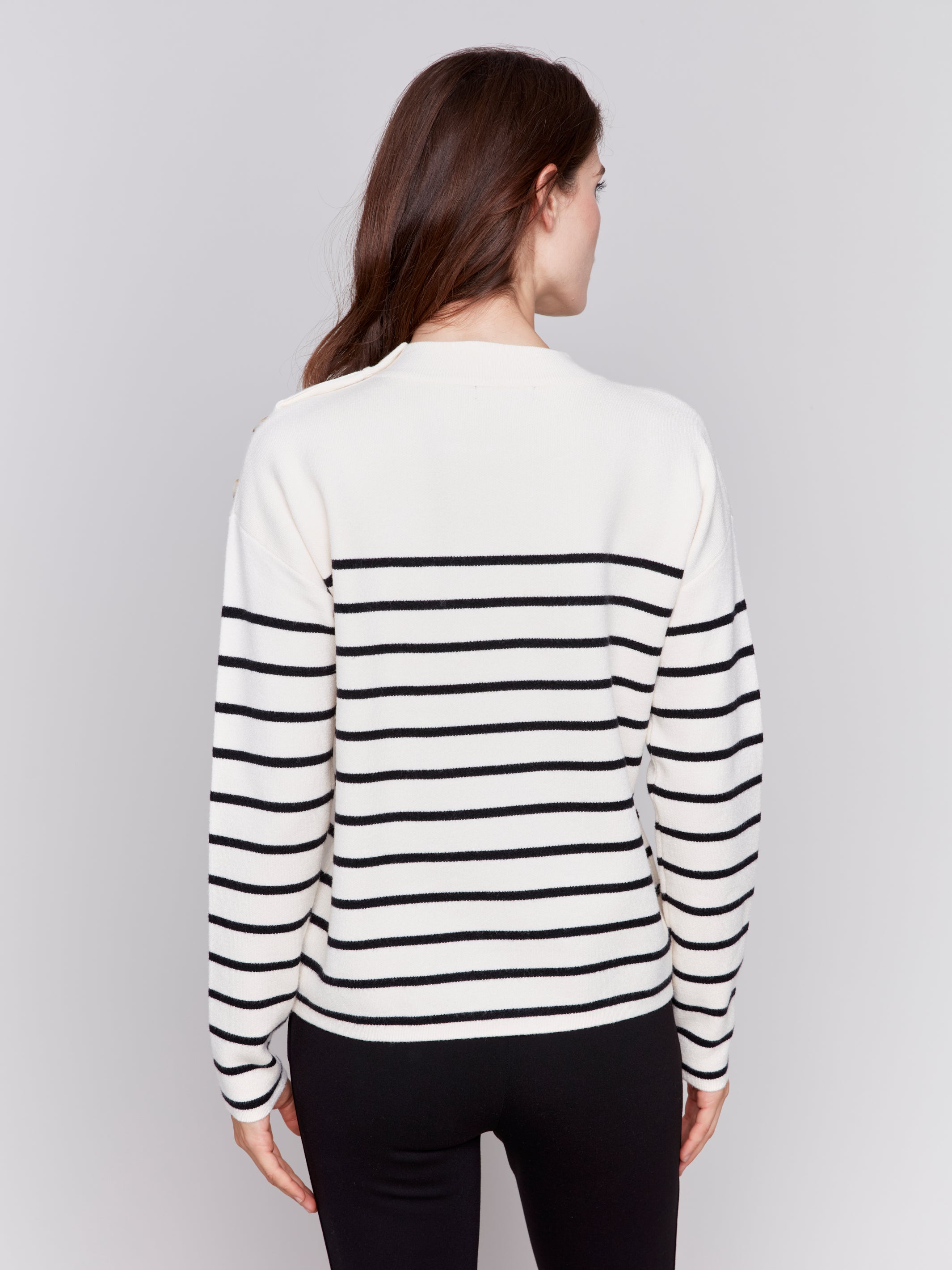 Striped Jacquard Crew Neck Sweater - Sugar River Shoppe