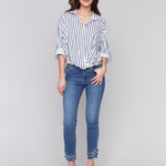 Striped Linen Blend with Front Twist Detail - Sugar River Shoppe