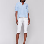 Striped Short Sleeve Popover Blouse - Sugar River Shoppe