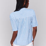 Striped Short Sleeve Popover Blouse - Sugar River Shoppe
