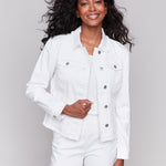 Twill Jean Jacket with Frayed Edges - Sugar River Shoppe