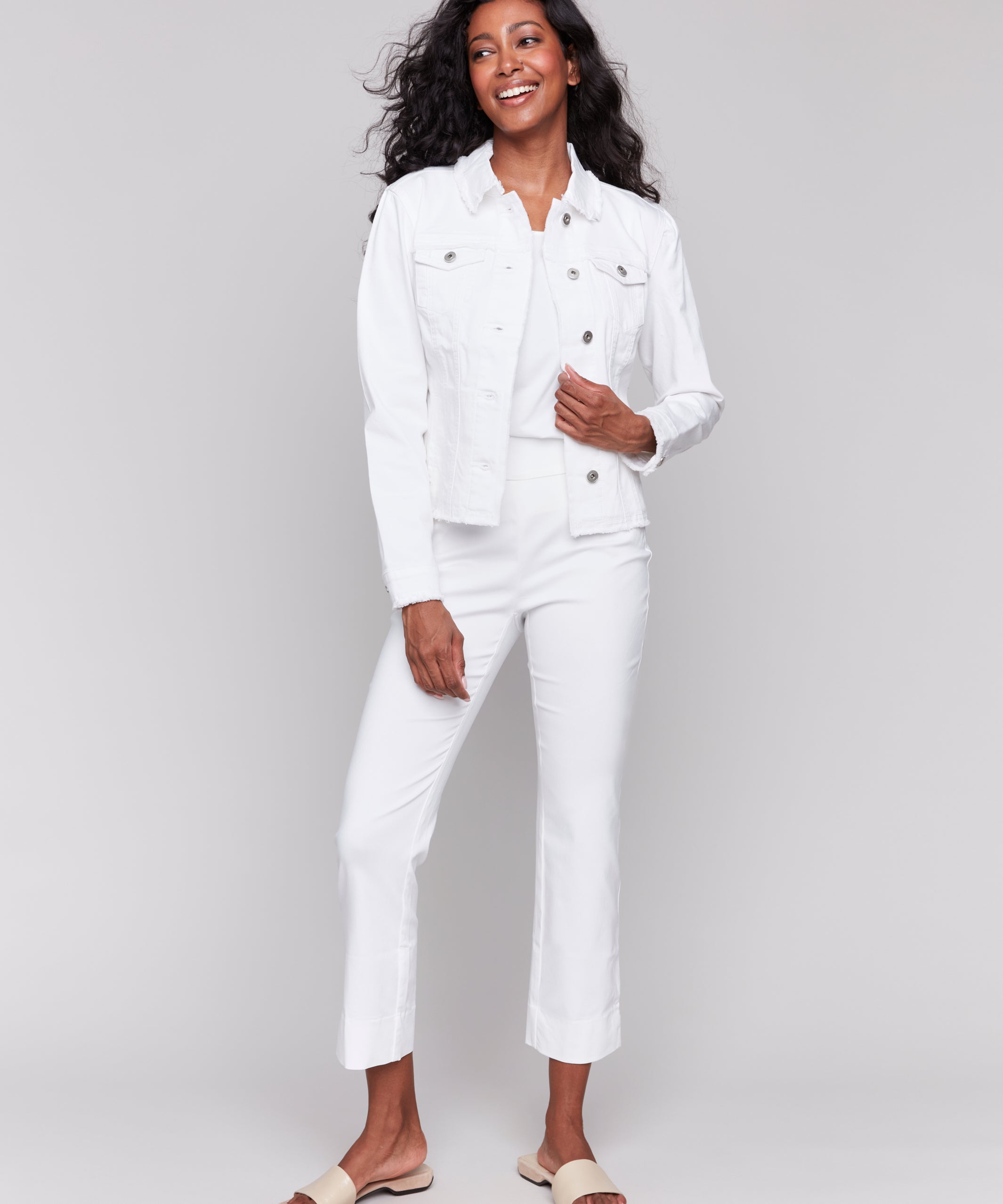 Twill Jean Jacket with Frayed Edges - Sugar River Shoppe