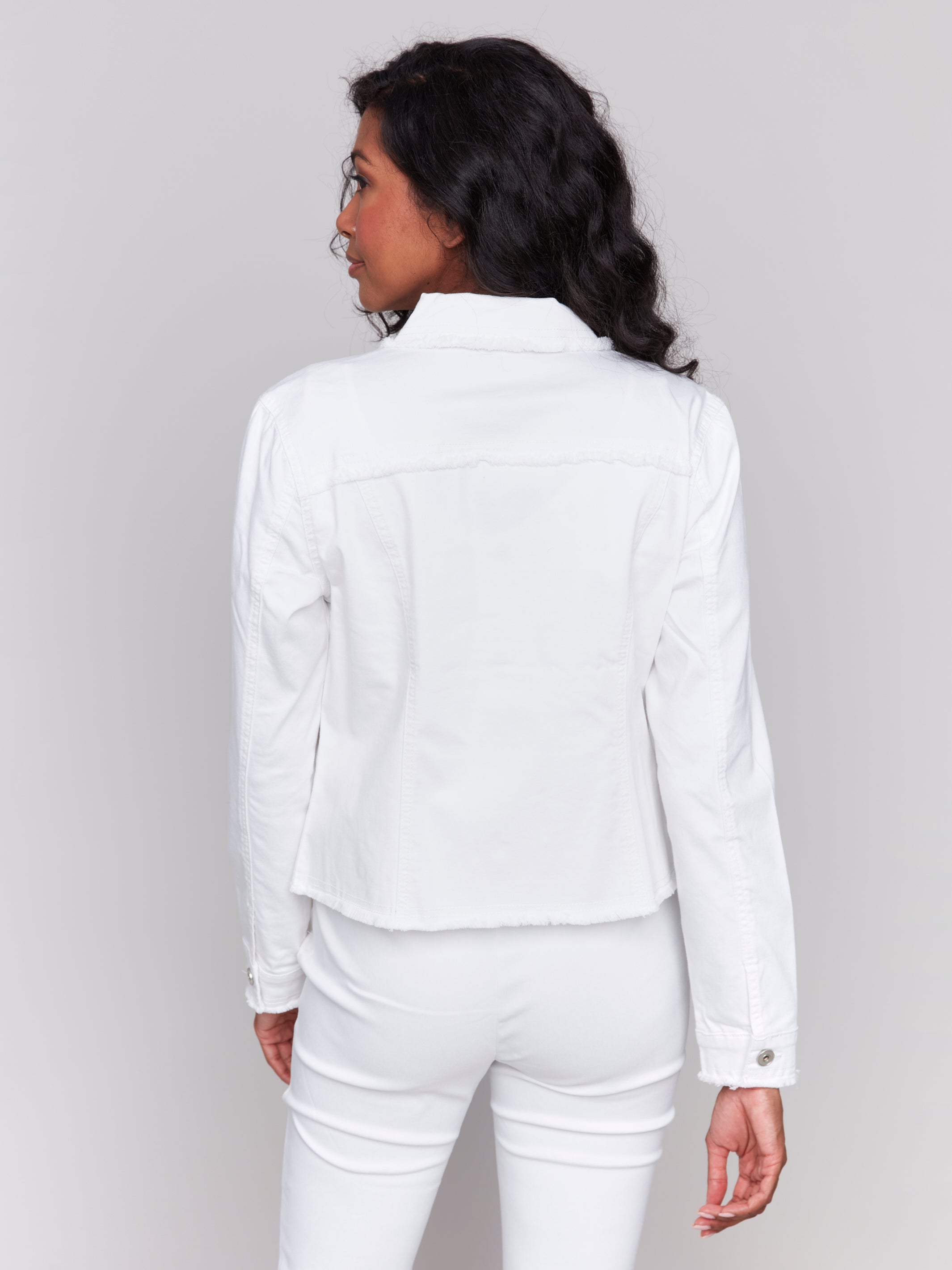 Twill Jean Jacket with Frayed Edges - Sugar River Shoppe