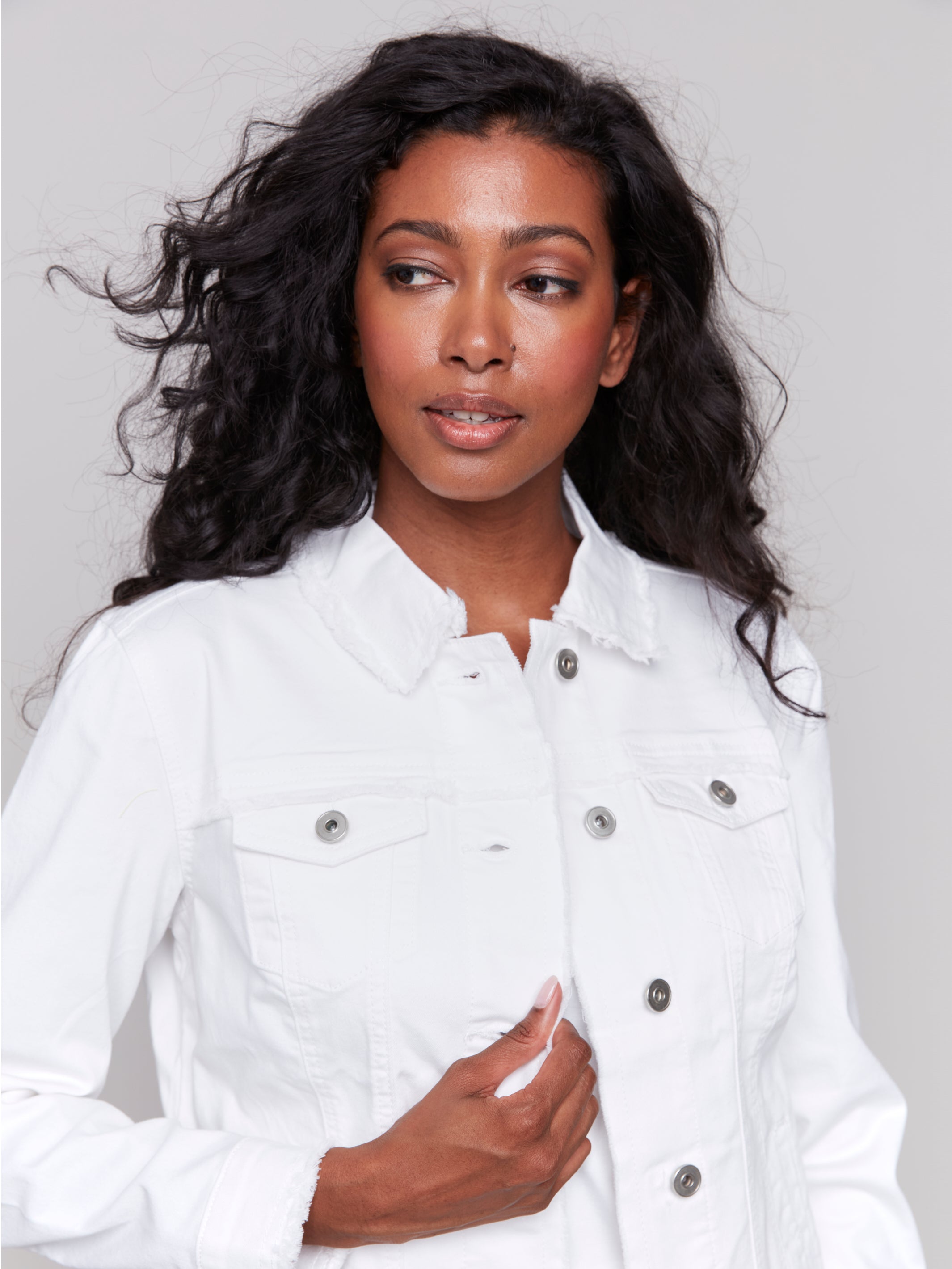 Twill Jean Jacket with Frayed Edges - Sugar River Shoppe