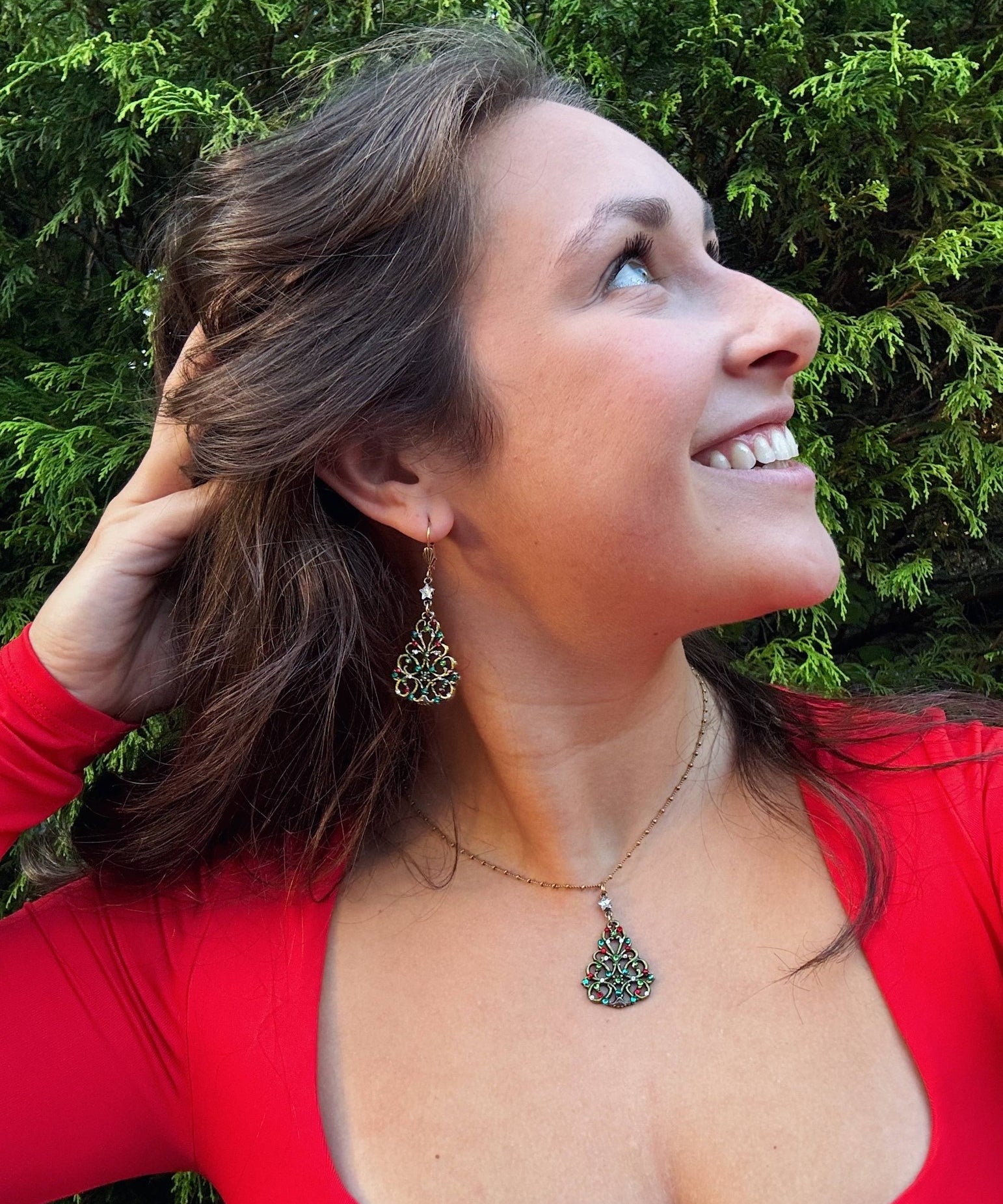 Classic Christmas Tree Crystal Earrings: Leverback - Anne Koplik Designs, Inc. - 73912872 - Sugar River Shoppe - 