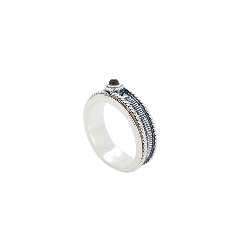 Cognac Amber Spinner Silver Ring - Amberman - 55833640 - Sugar River Shoppe - 