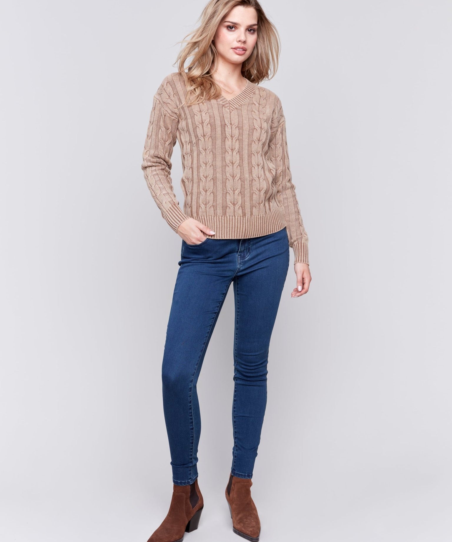 Cold Dye Cable Knit Sweater - Charlie B - 690178549892 - Sugar River Shoppe - 