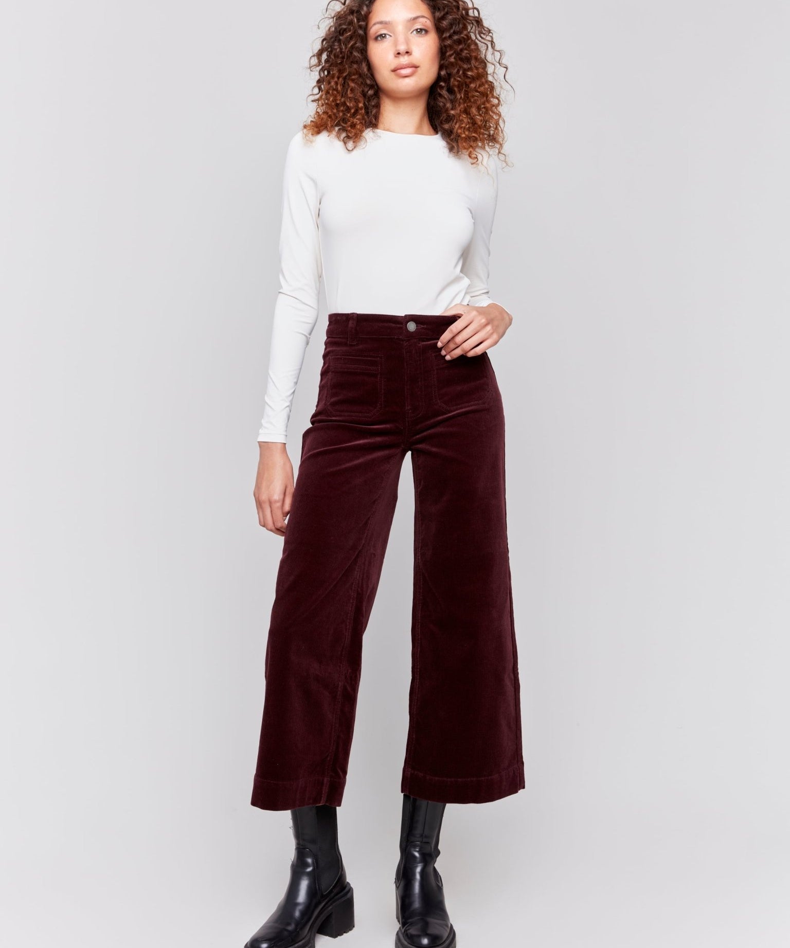 Corduroy Front Patch Pocket, Flare Leg Pant - Charlie B - 690178519406 - Sugar River Shoppe - 