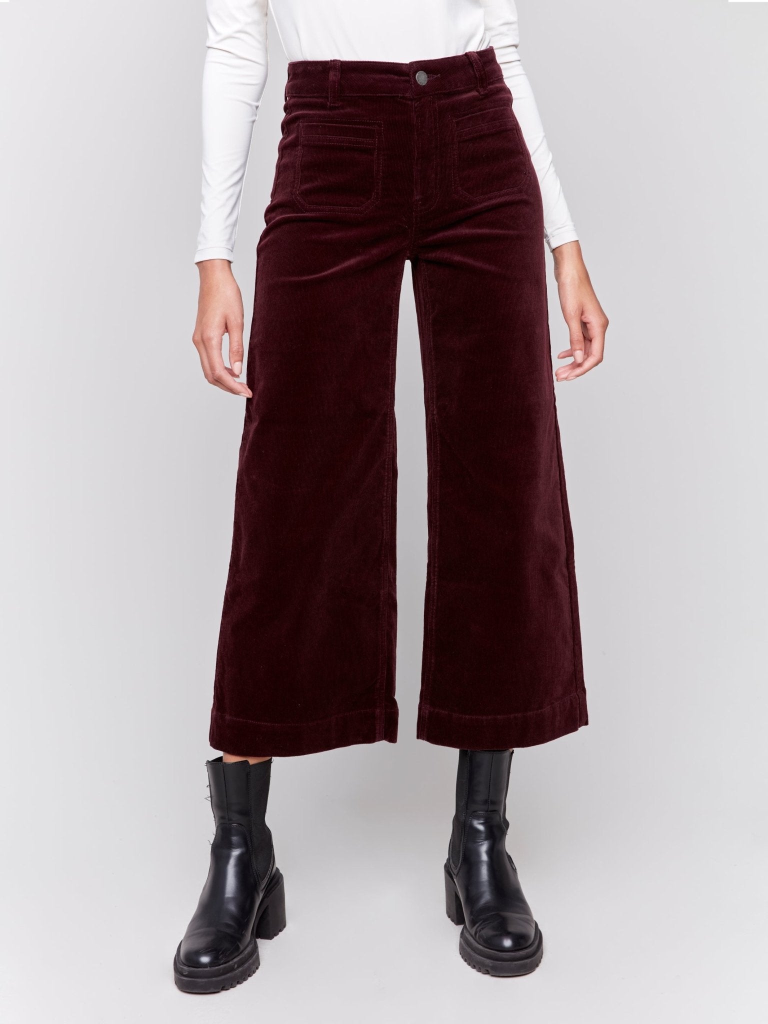 Corduroy Front Patch Pocket, Flare Leg Pant - Charlie B - 690178519406 - Sugar River Shoppe - 