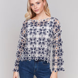 Cotton Blend Crochet Top - Charlie B - 690178634352 - Sugar River Shoppe - 