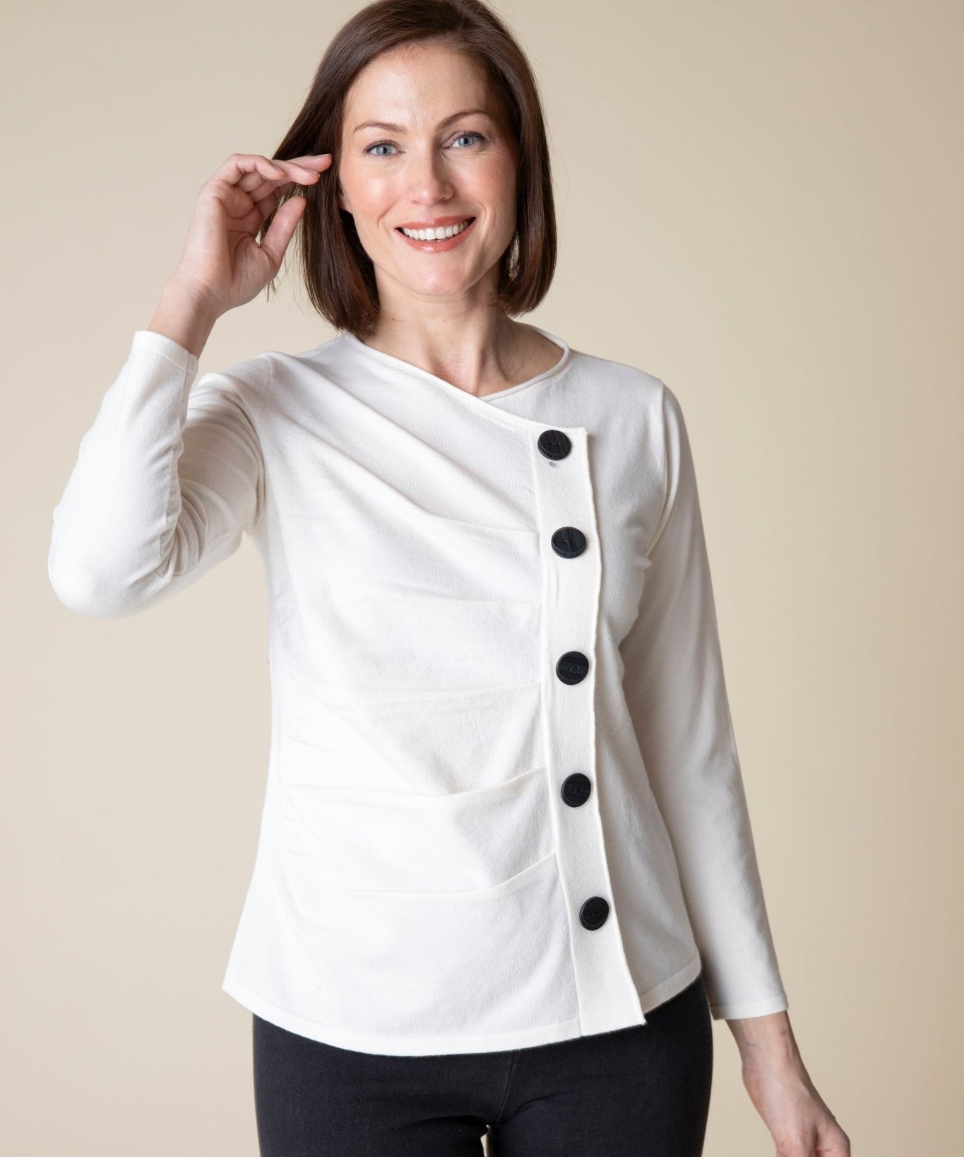 Cotton Buttery Knit Ruched Pullover - Habitat - 194451514879 - Sugar River Shoppe - 