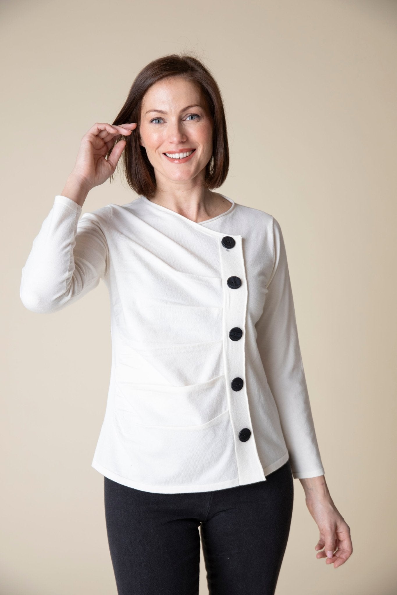 Cotton Buttery Knit Ruched Pullover - Habitat - 194451514879 - Sugar River Shoppe - 
