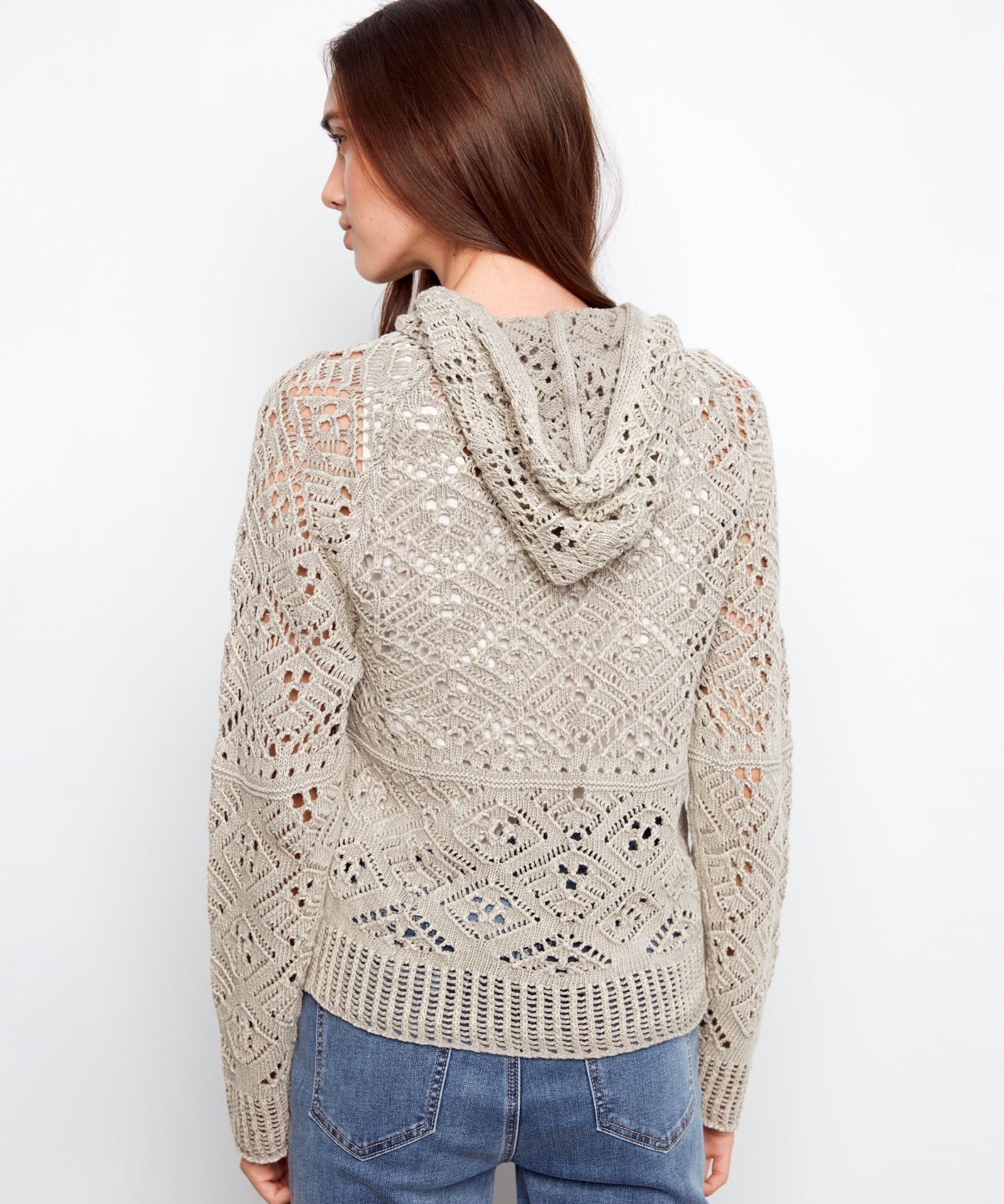 Cotton Crochet Hoodie Sweater - Charlie B - 690178724923 - Sugar River Shoppe - 