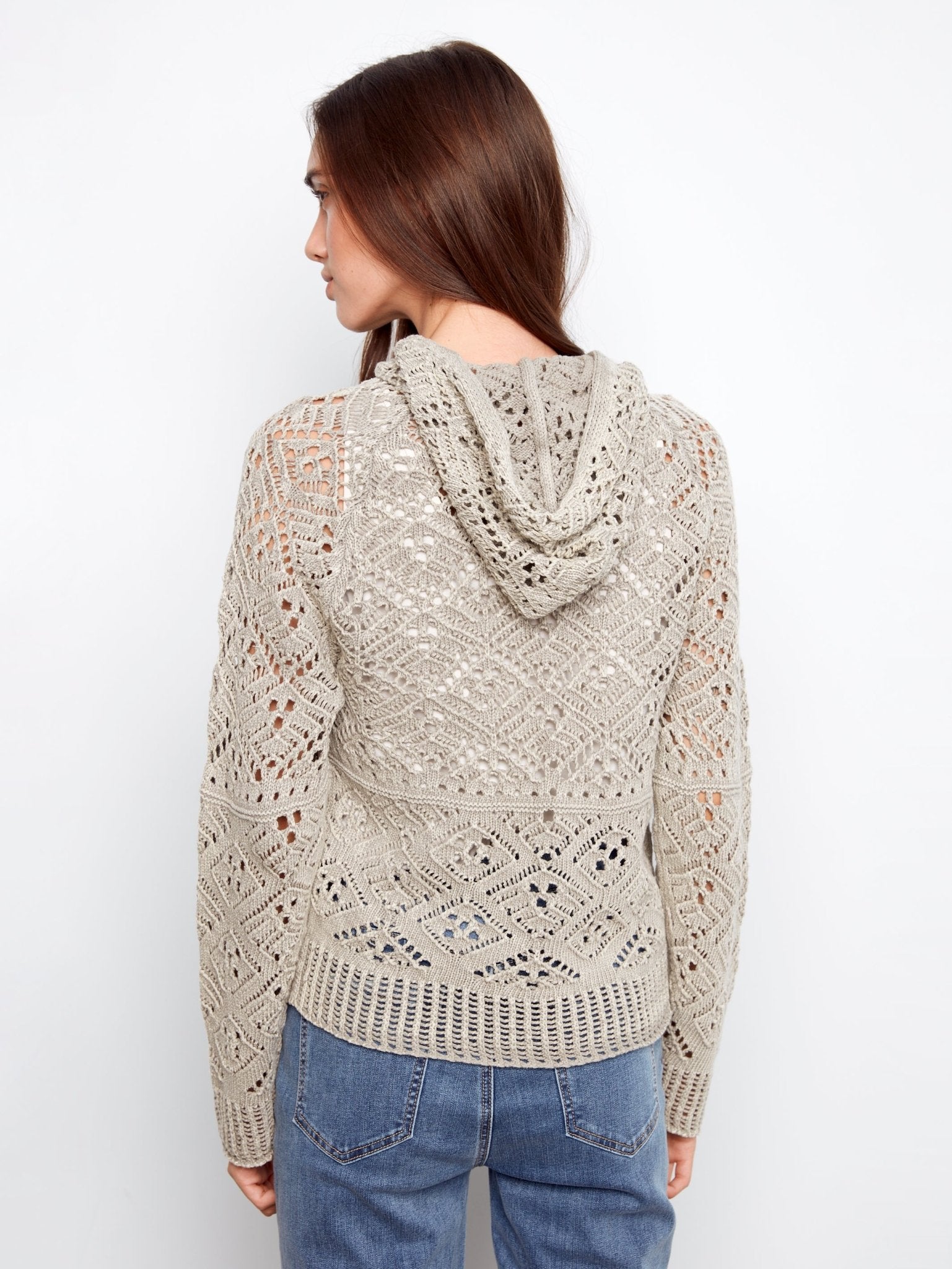 Cotton Crochet Hoodie Sweater - Charlie B - 690178724923 - Sugar River Shoppe - 