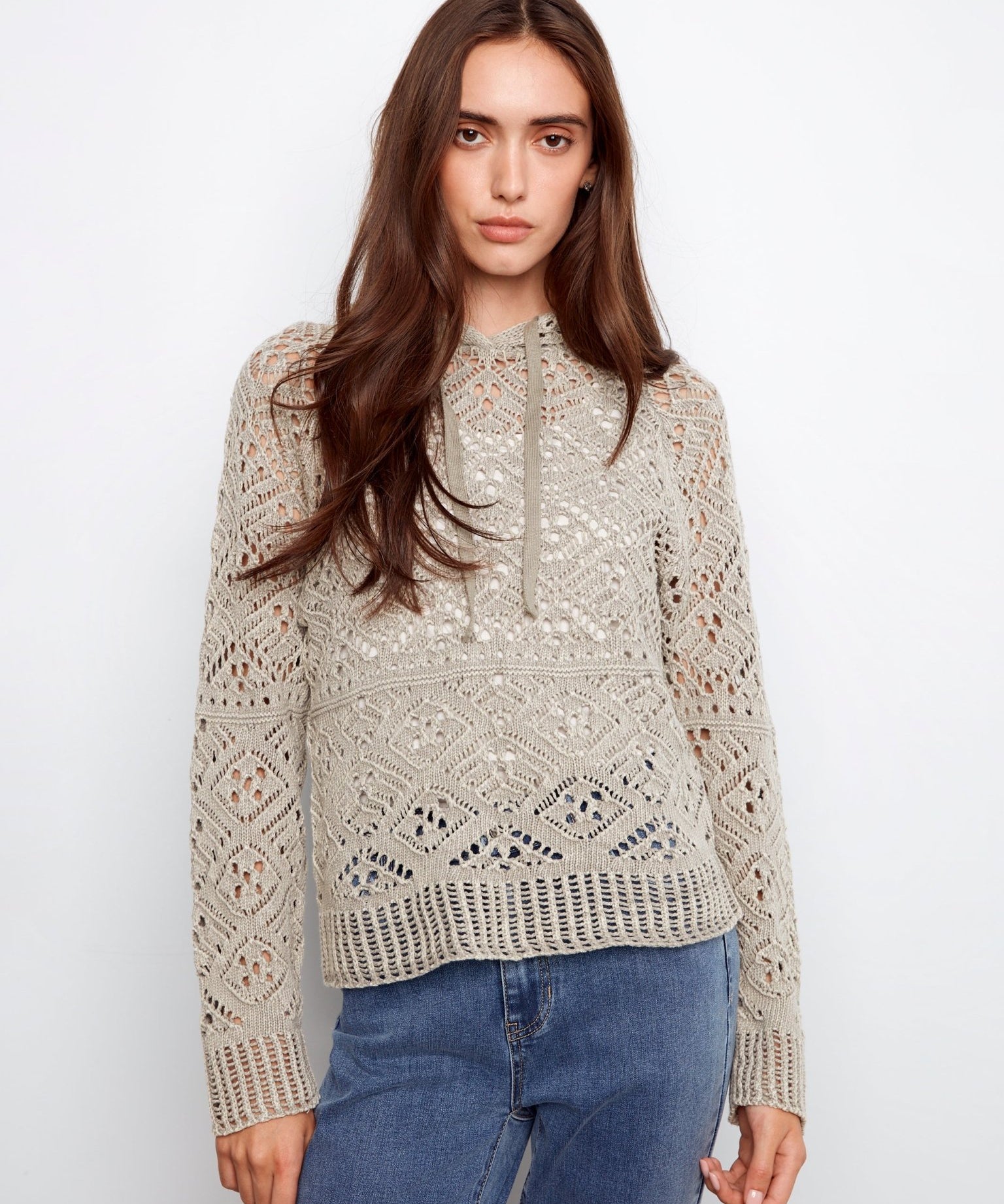 Cotton Crochet Hoodie Sweater - Charlie B - 690178724923 - Sugar River Shoppe - 