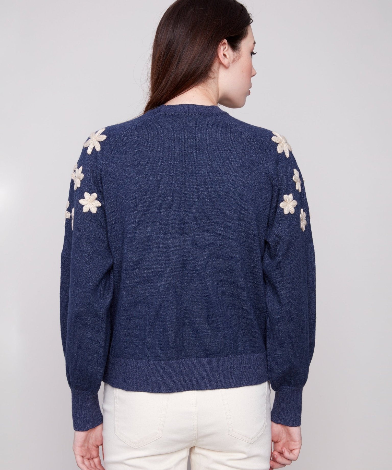 Crew Neck Sweater with Embroidery Details - Charlie B - 690178682292 - Sugar River Shoppe - 