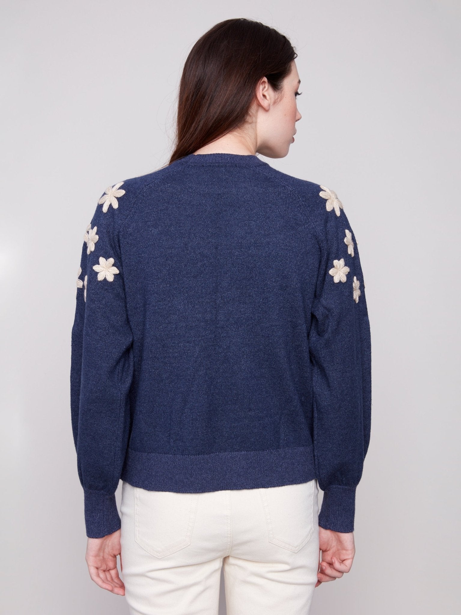 Crew Neck Sweater with Embroidery Details - Charlie B - 690178682292 - Sugar River Shoppe - 
