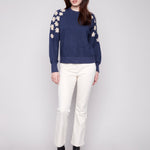 Crew Neck Sweater with Embroidery Details - Charlie B - 690178682292 - Sugar River Shoppe - 