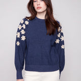 Crew Neck Sweater with Embroidery Details - Charlie B - 690178682292 - Sugar River Shoppe - 