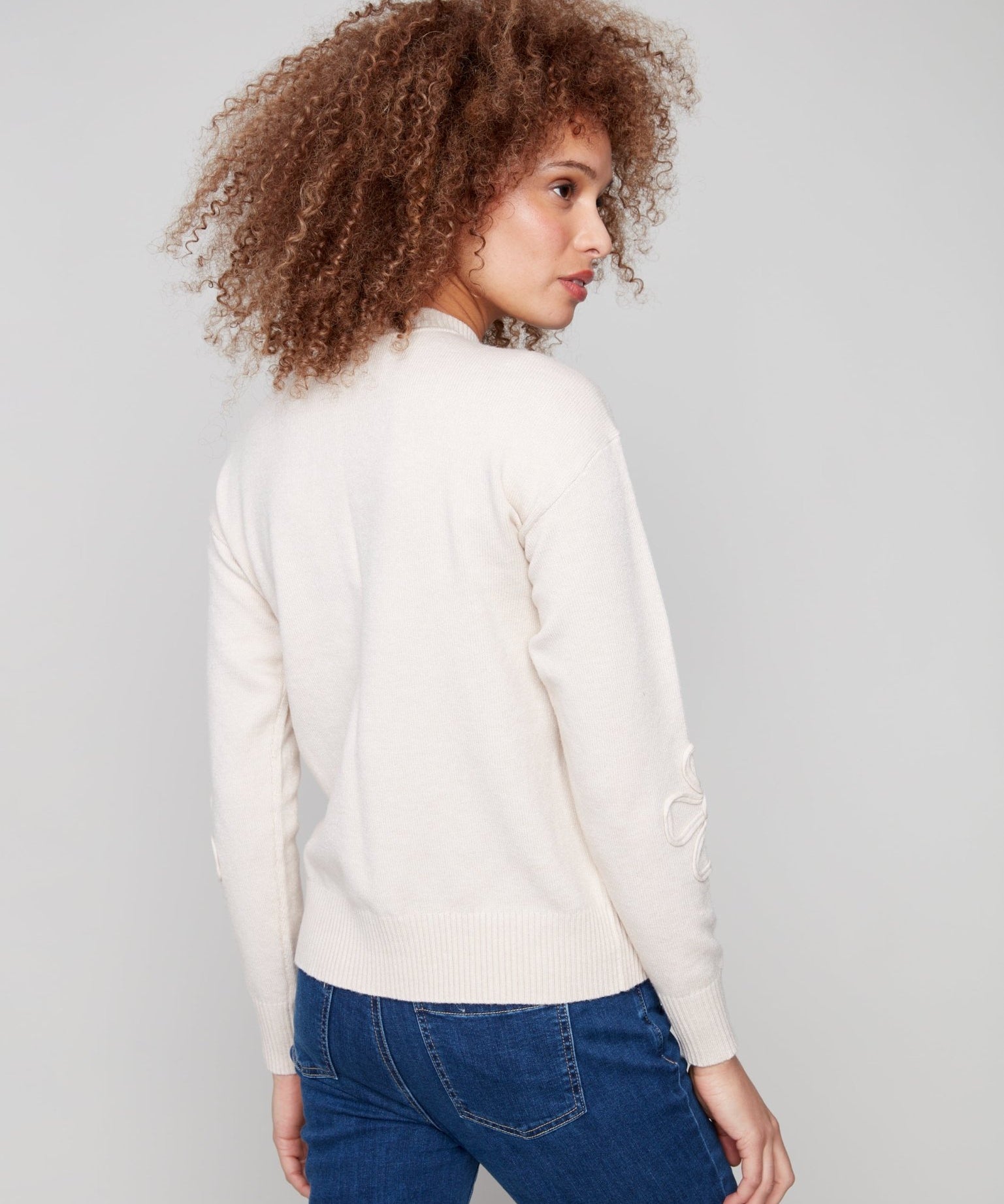 Crew Neck Sweater with Soutache Detail - Charlie B - 690178682834 - Sugar River Shoppe - 