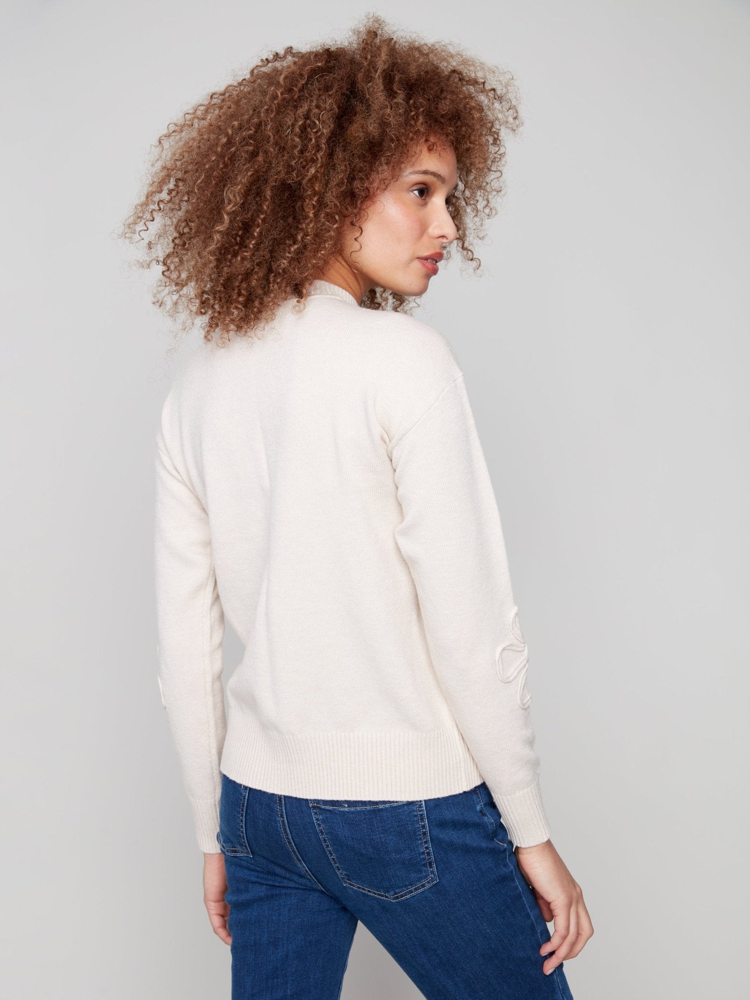 Crew Neck Sweater with Soutache Detail - Charlie B - 690178682834 - Sugar River Shoppe - 
