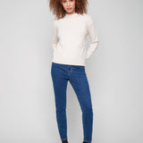 Crew Neck Sweater with Soutache Detail - Charlie B - 690178682834 - Sugar River Shoppe - 
