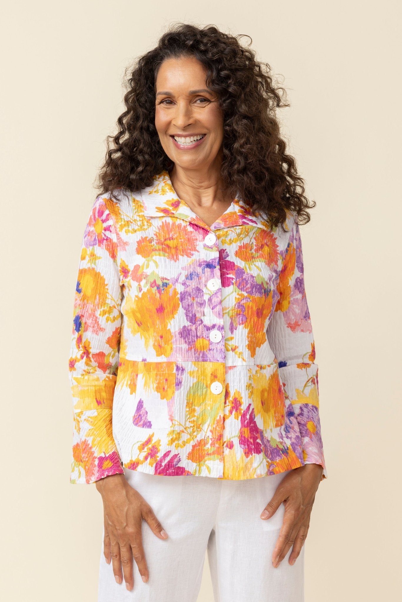 Crinkle Cotton Sunflower Flounce Jacket - Habitat - 194451557296 - Sugar River Shoppe - 