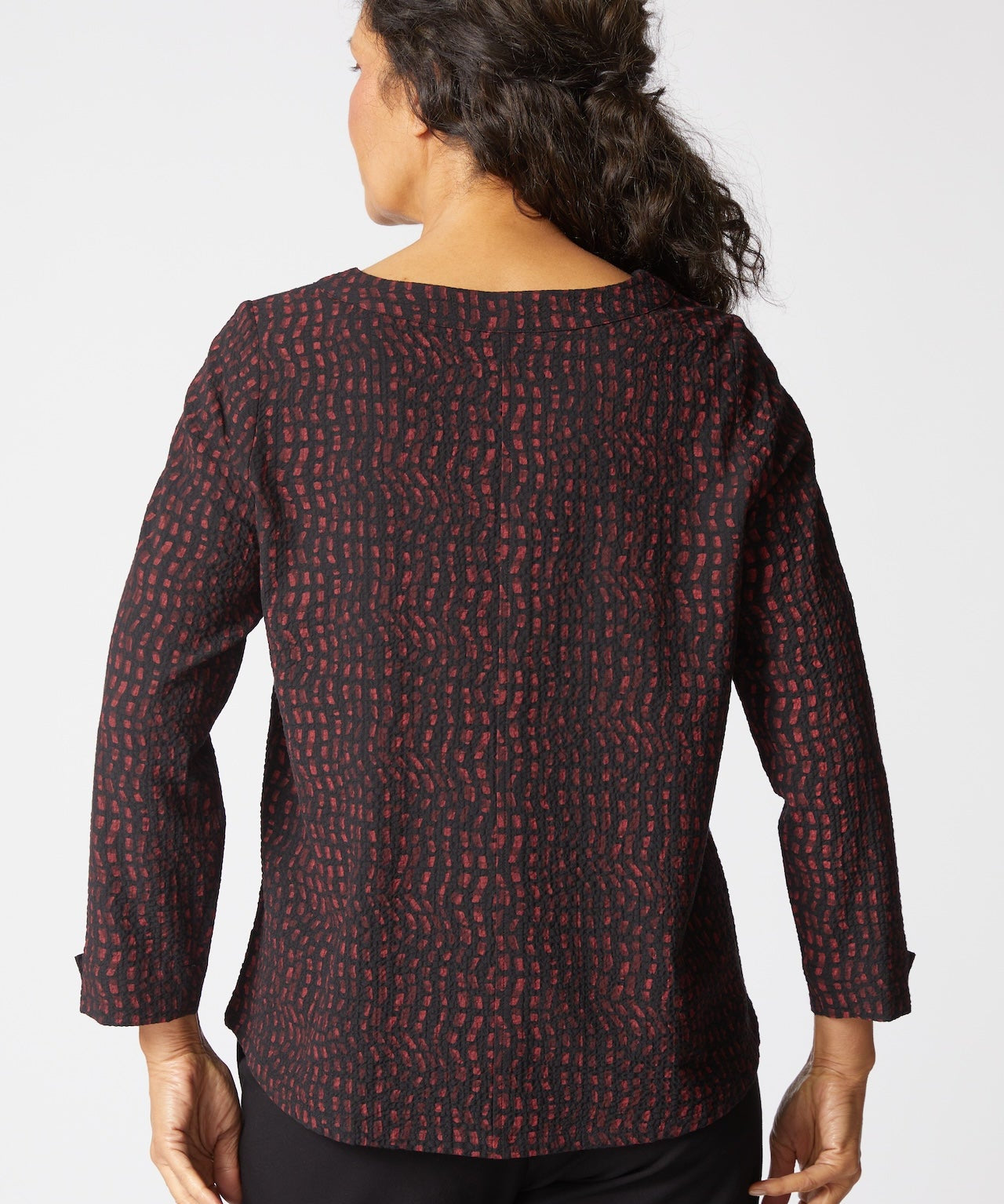 Crinkle Crepe Mosaic Button Placket Pullover - Habitat - 194451621317 - Sugar River Shoppe - 