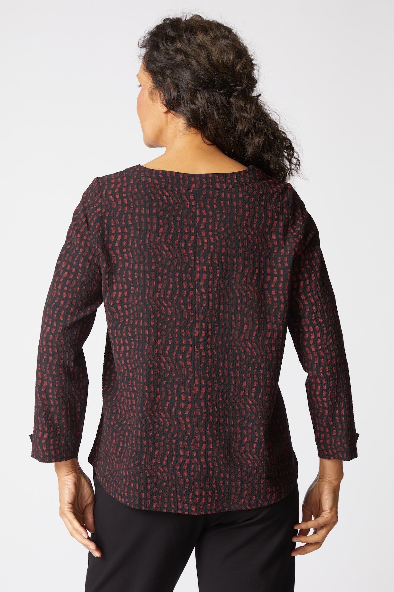 Crinkle Crepe Mosaic Button Placket Pullover - Habitat - 194451621317 - Sugar River Shoppe - 
