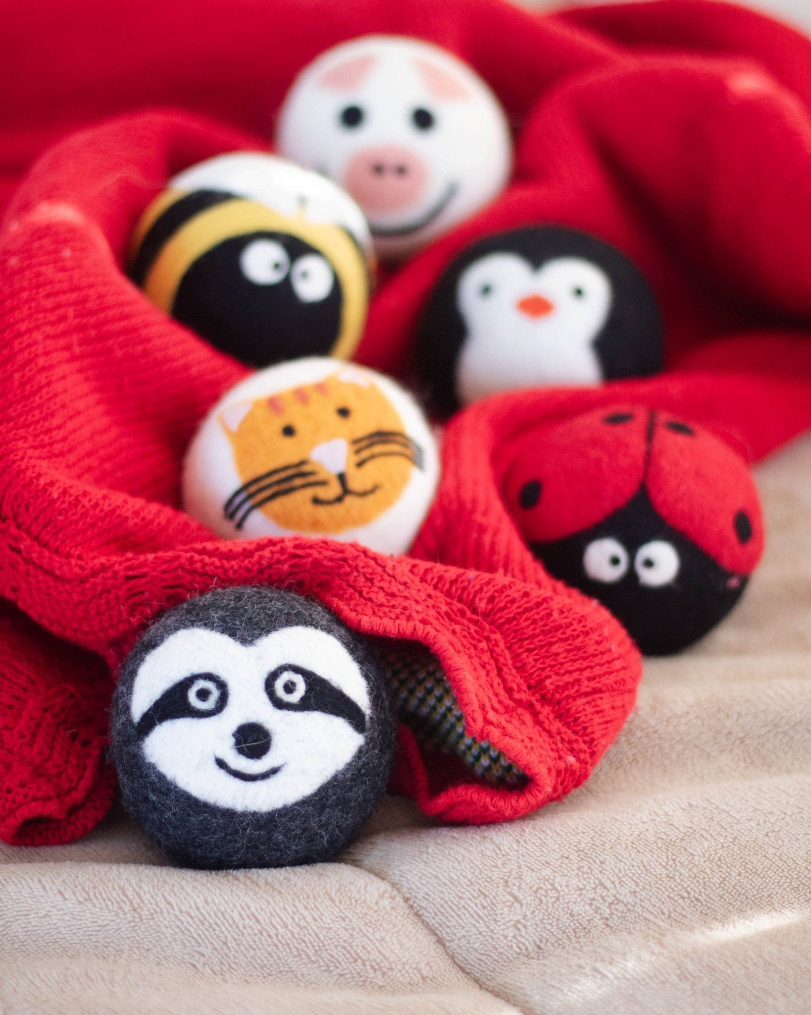 Critter Camp Eco Wool Dryer Balls - bee, pig, cat, sloth,... - Friendsheep - 722698950596 - Sugar River Shoppe - 
