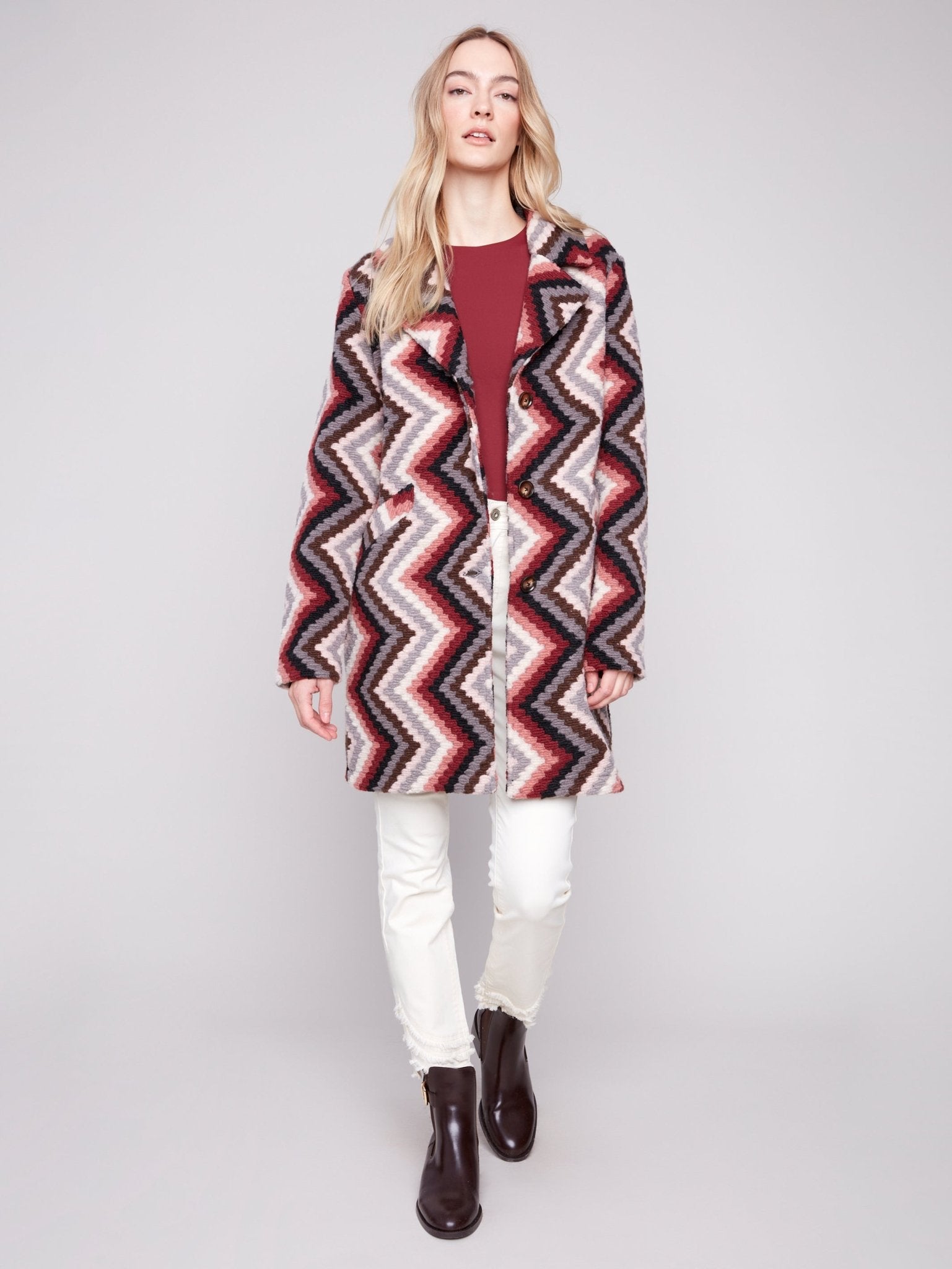 Crochet Design Long Coat with Button Closure - Charlie B - 690178689574 - Sugar River Shoppe - 