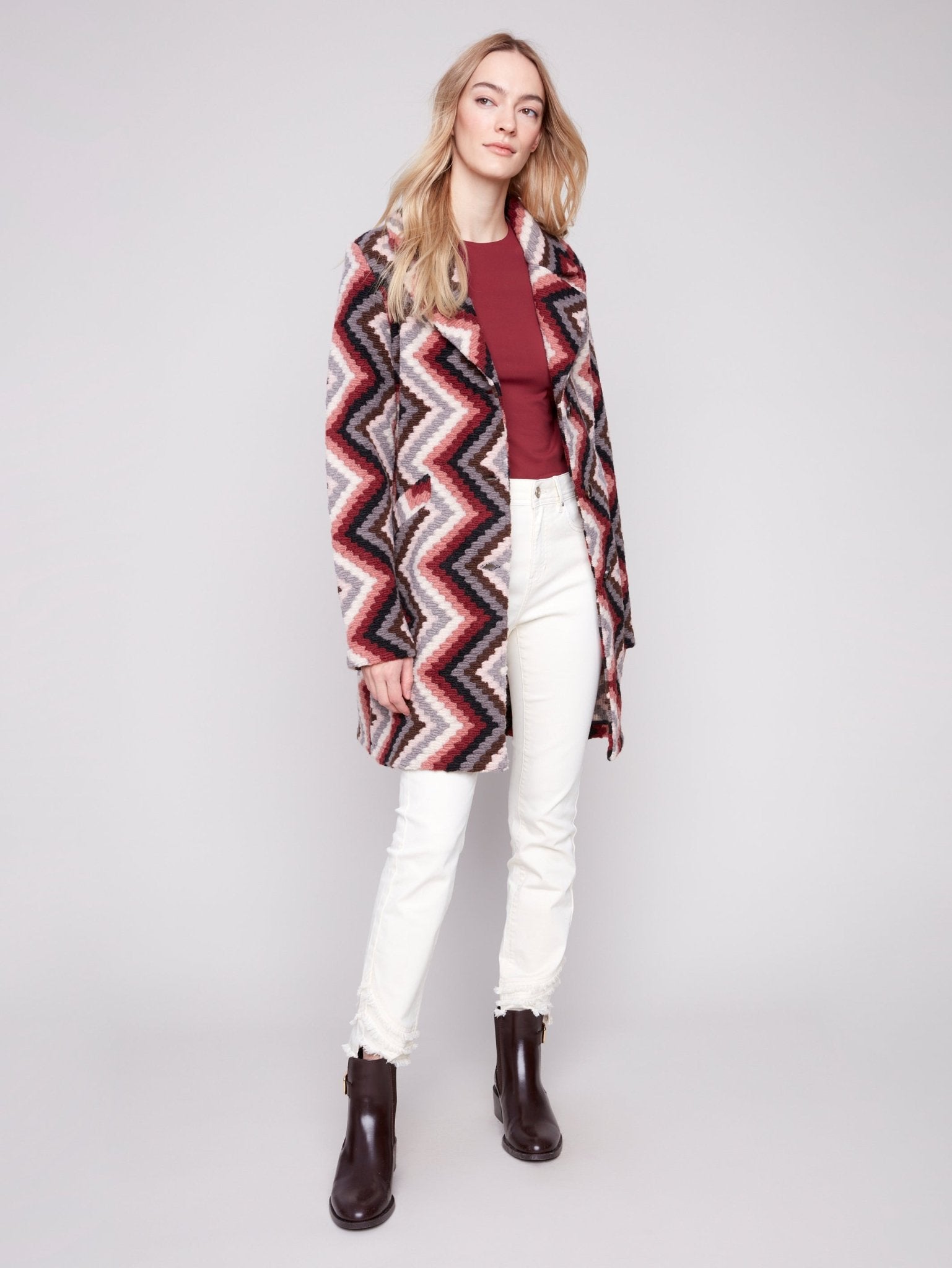 Crochet Design Long Coat with Button Closure - Charlie B - 690178689574 - Sugar River Shoppe - 