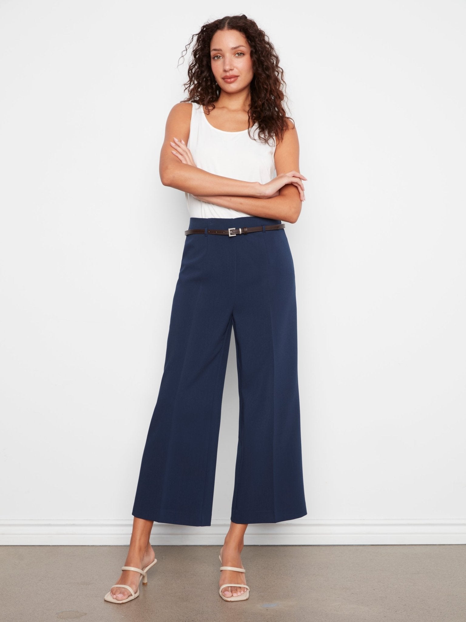 Cropped Dressy Belted Pants - Charlie B - 690178714283 - Sugar River Shoppe - 
