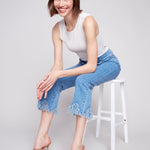 Cropped Jeans with Fringed Hem - Charlie B - 690178620867 - Sugar River Shoppe - 
