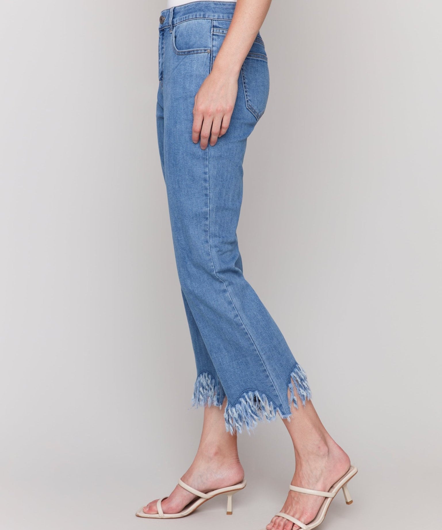 Cropped Jeans with Fringed Hem - Charlie B - 690178620867 - Sugar River Shoppe - 