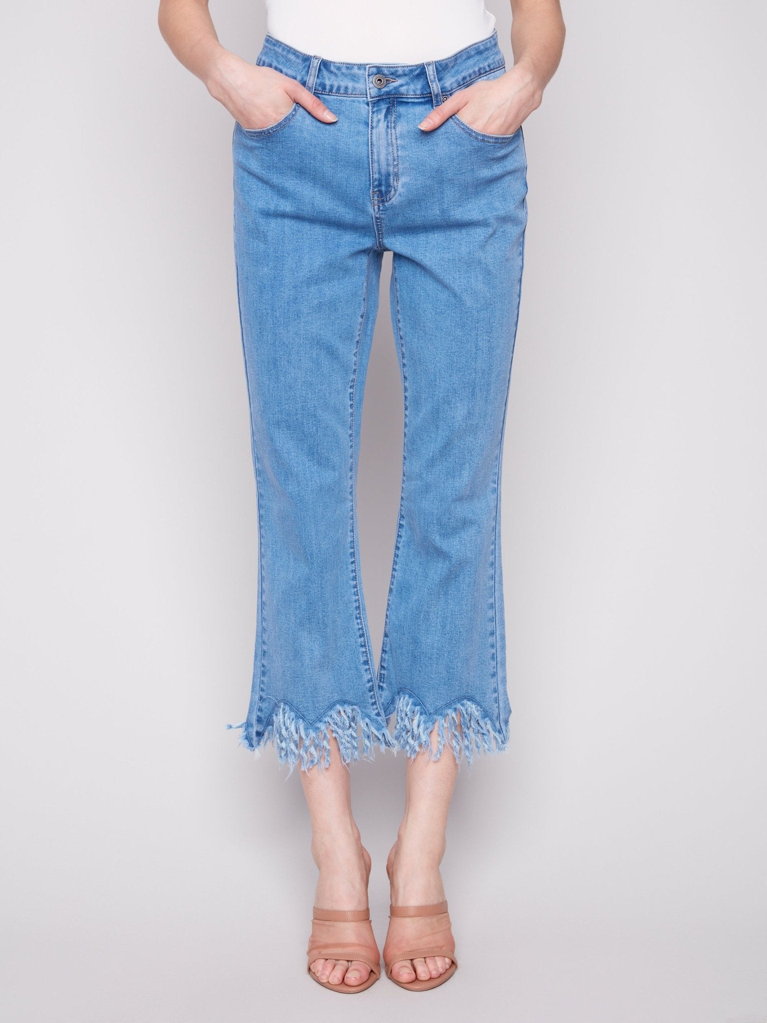 Cropped Jeans with Fringed Hem - Charlie B - 690178620867 - Sugar River Shoppe - 
