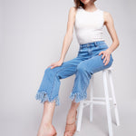Cropped Jeans with Fringed Hem - Charlie B - 690178620867 - Sugar River Shoppe - 