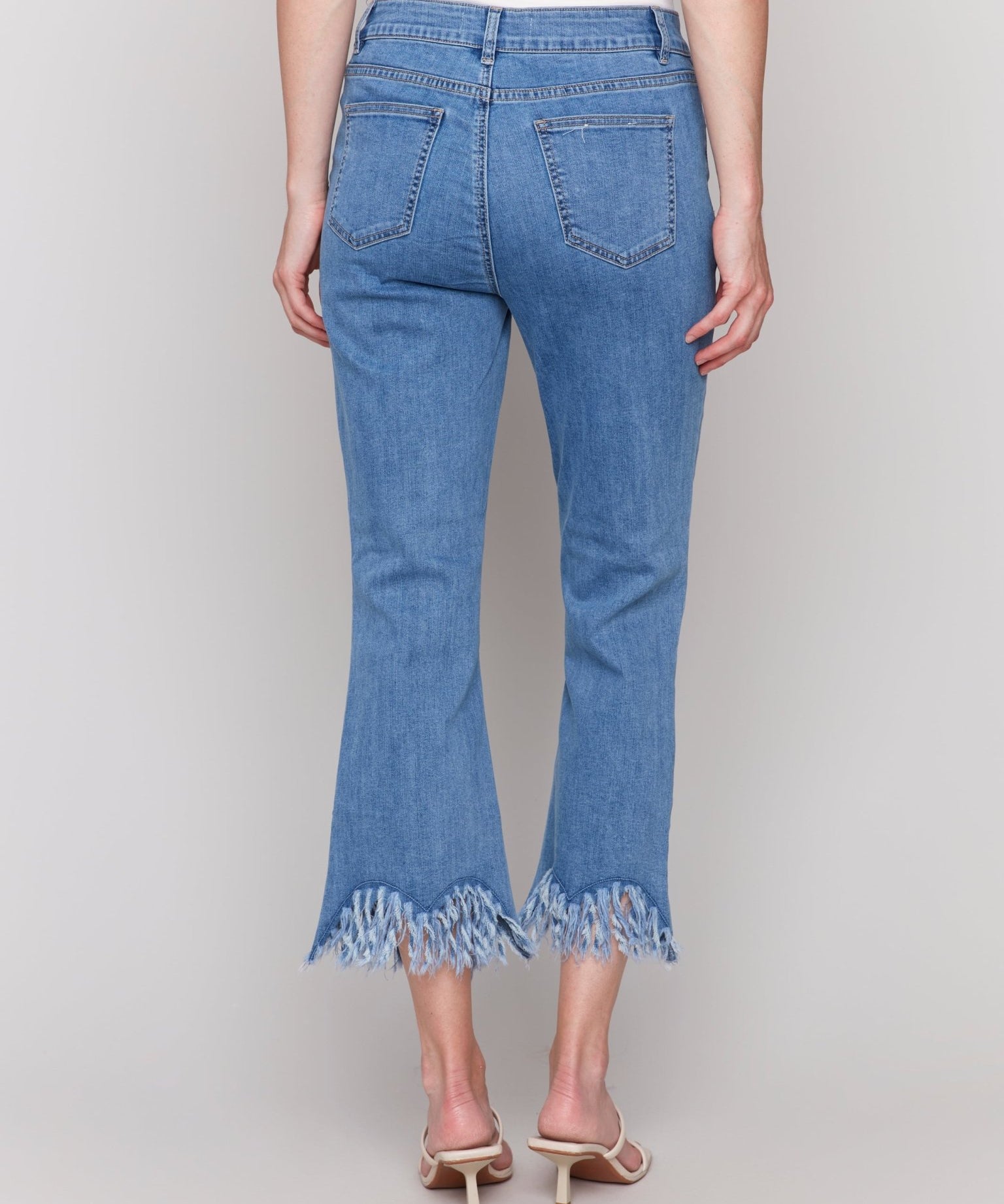 Cropped Jeans with Fringed Hem - Charlie B - 690178620867 - Sugar River Shoppe - 