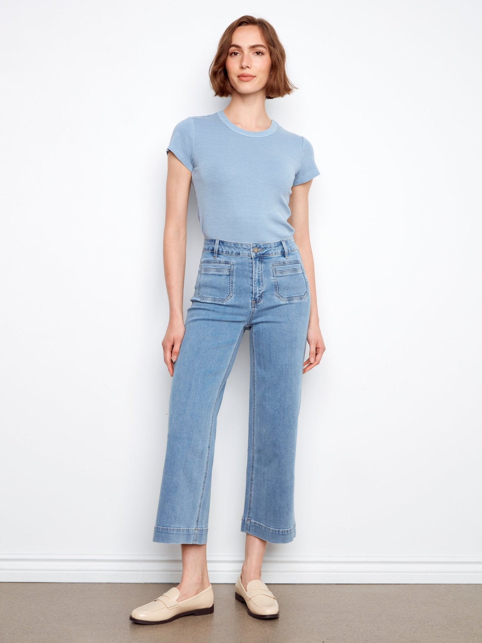 Cropped Patch Pocket Flare Jeans - Blue Jean - Charlie B - 690178727610 - Sugar River Shoppe - 