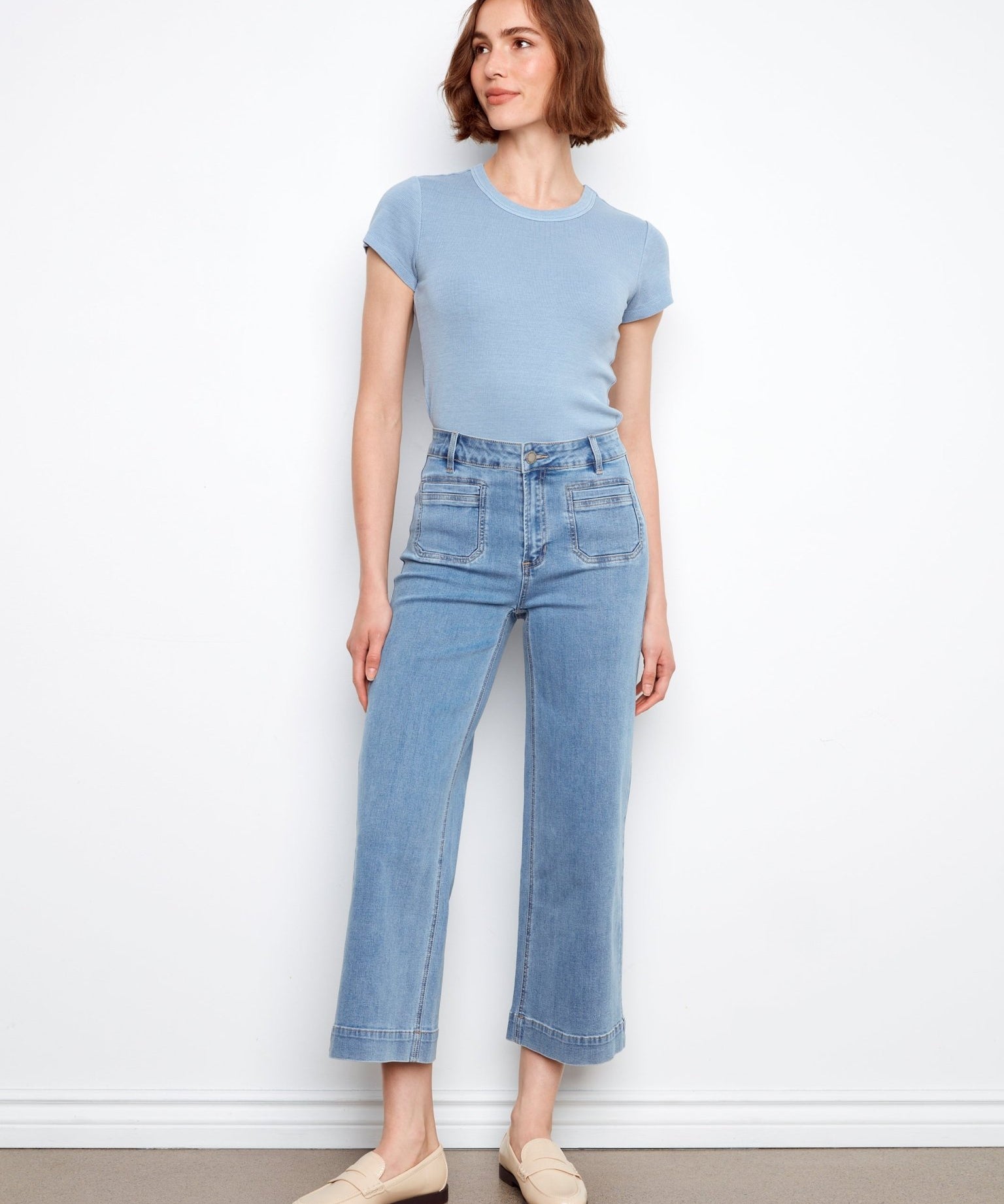 Cropped Patch Pocket Flare Jeans - Blue Jean - Charlie B - 690178727610 - Sugar River Shoppe - 