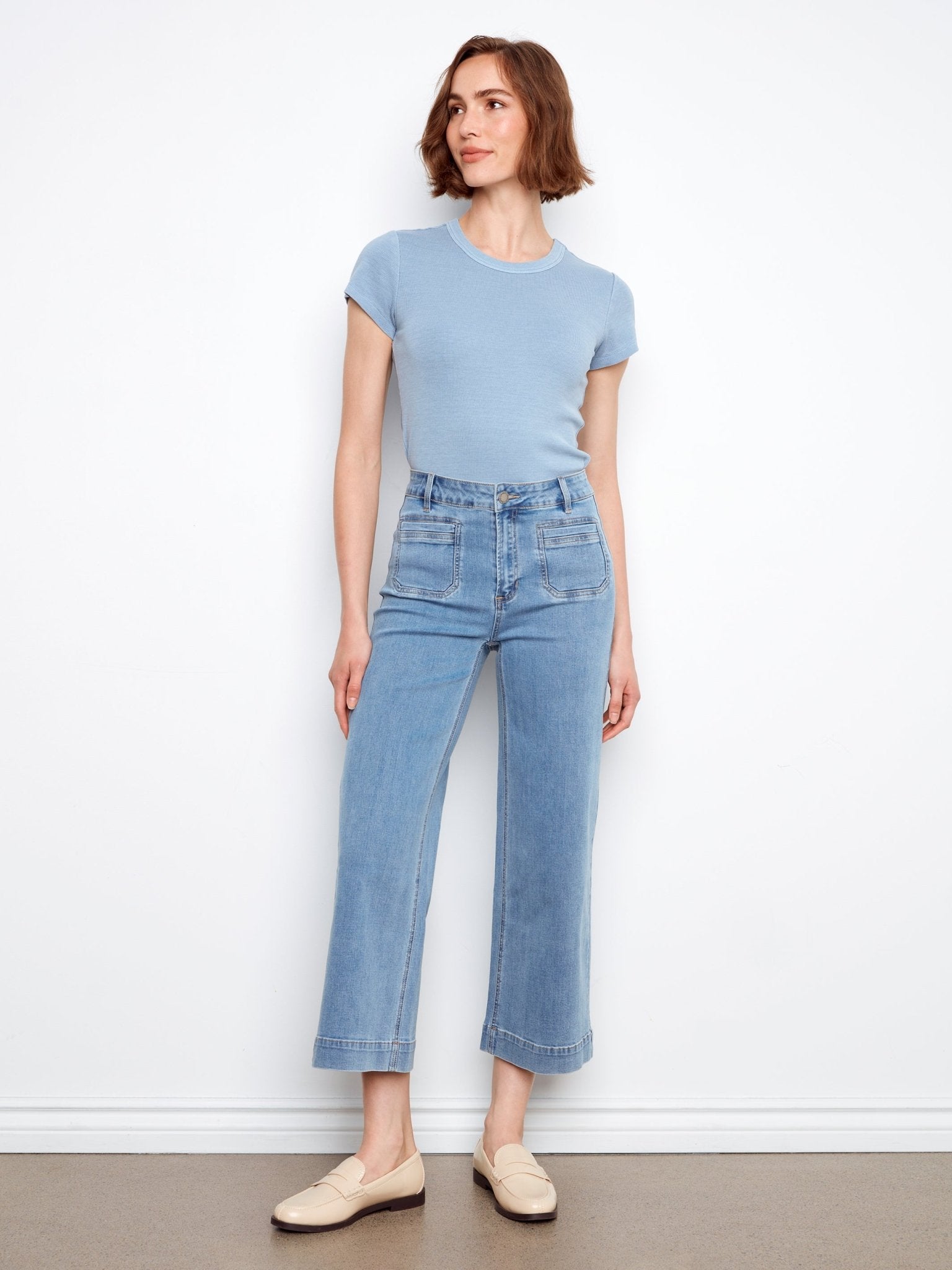 Cropped Patch Pocket Flare Jeans - Blue Jean - Charlie B - 690178727610 - Sugar River Shoppe - 