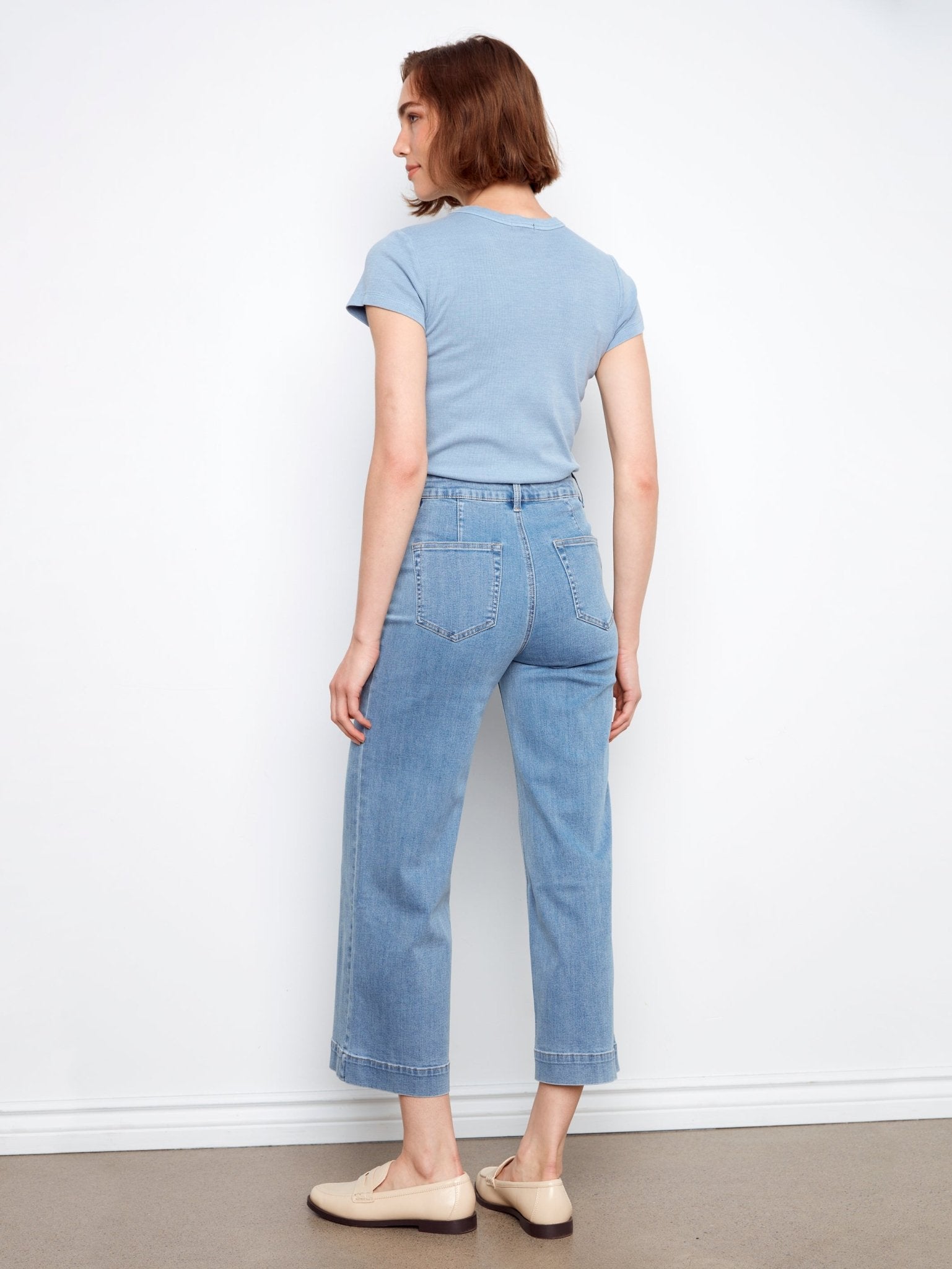 Cropped Patch Pocket Flare Jeans - Blue Jean - Charlie B - 690178727610 - Sugar River Shoppe - 