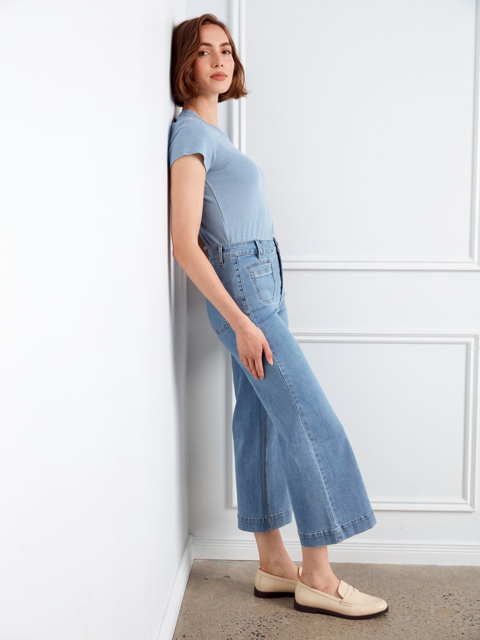 Cropped Patch Pocket Flare Jeans - Blue Jean - Charlie B - 690178727610 - Sugar River Shoppe - 