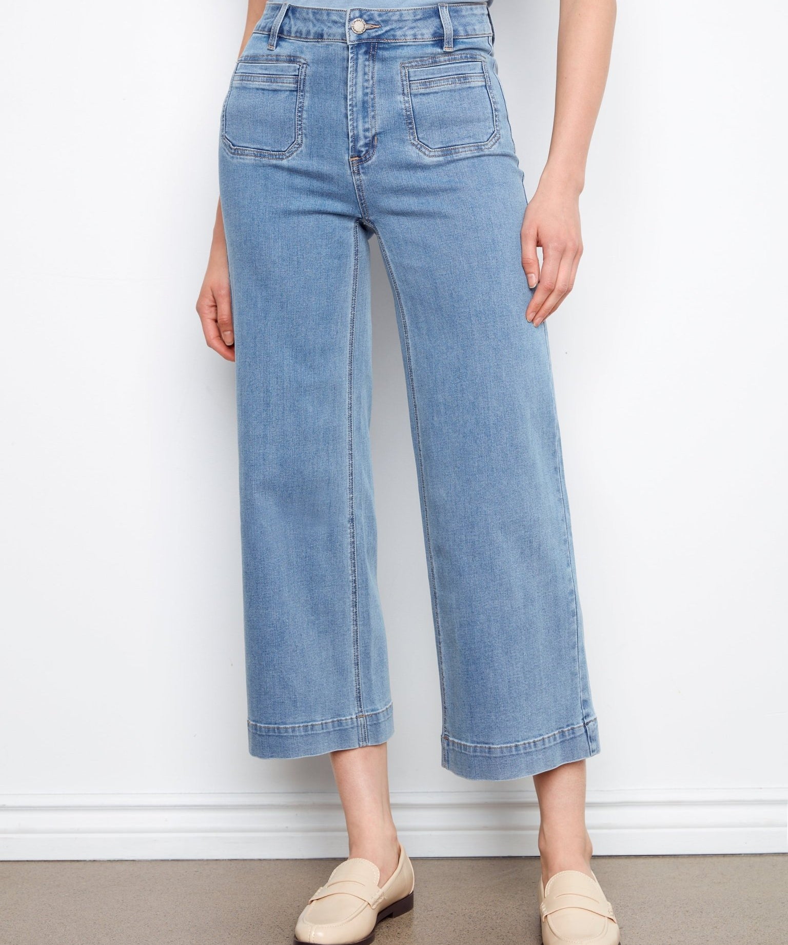 Cropped Patch Pocket Flare Jeans - Blue Jean - Charlie B - 690178727610 - Sugar River Shoppe - 