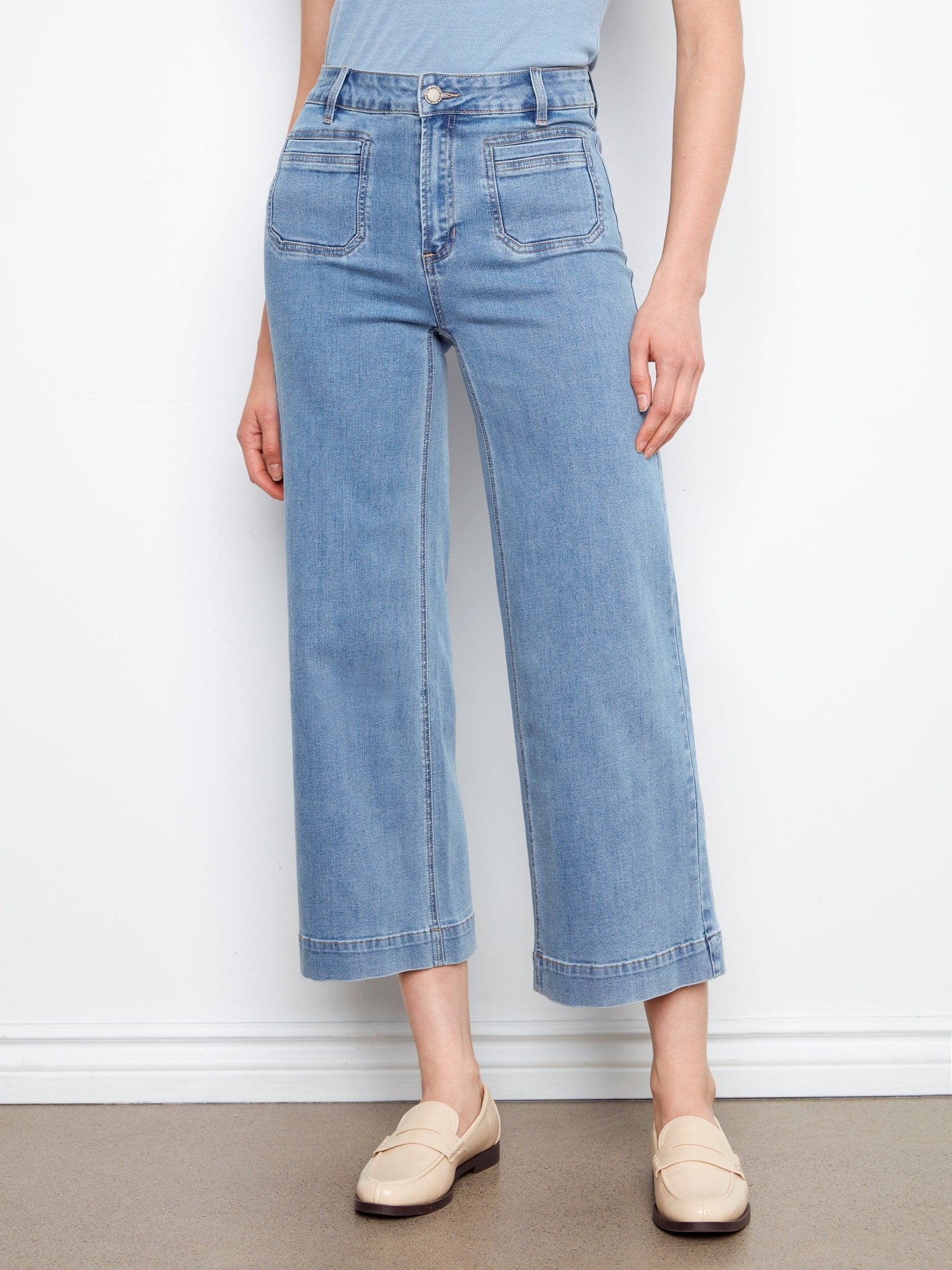Cropped Patch Pocket Flare Jeans - Blue Jean - Charlie B - 690178727610 - Sugar River Shoppe - 