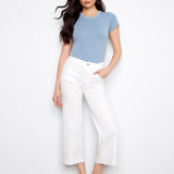 Cropped Wide Leg Colored Twill Pants with Patch Pocket - Charlie B - 690178730672 - Sugar River Shoppe - 