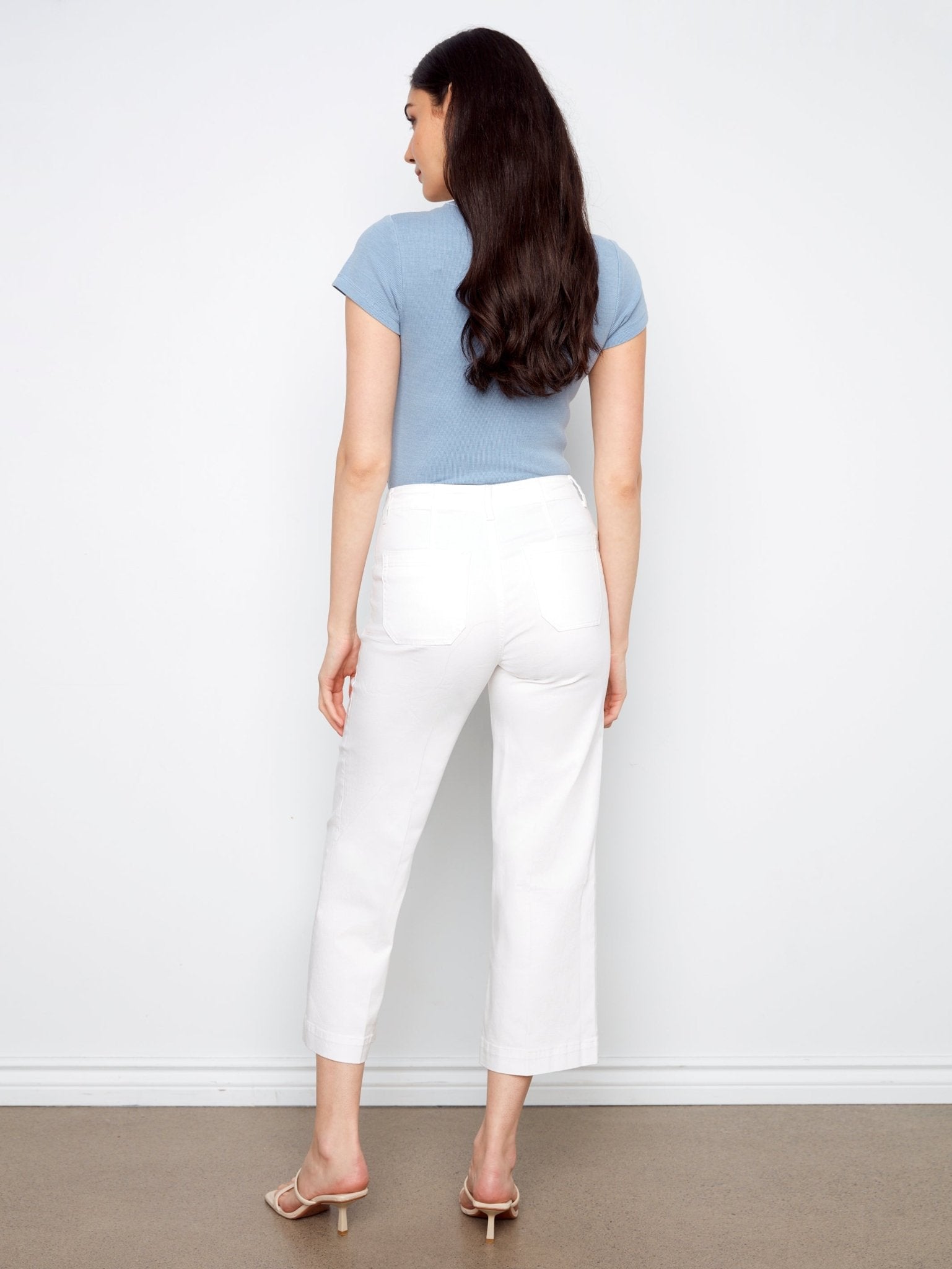 Cropped Wide Leg Colored Twill Pants with Patch Pocket - Charlie B - 690178730672 - Sugar River Shoppe - 